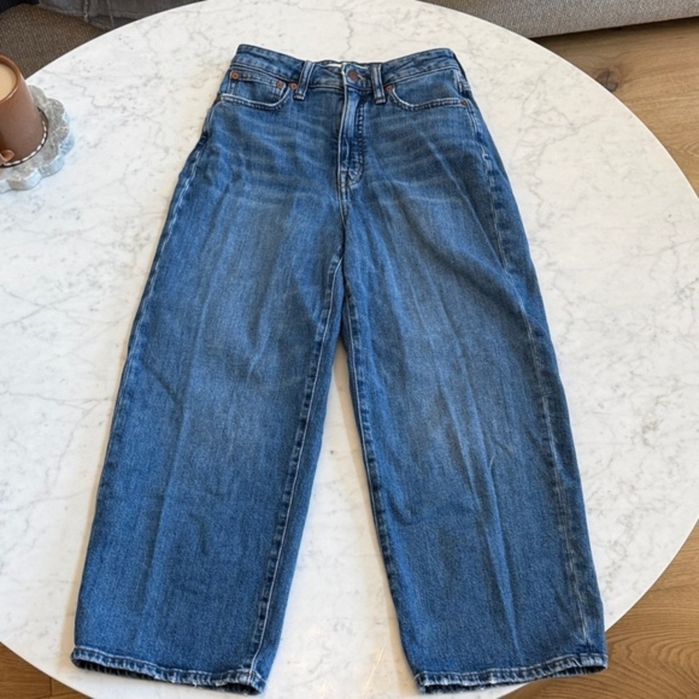 Madewell Curvy Slim Wide-Leg Crop Jeans Size 24 High Rise Medium Wash - Picture 1 of 4